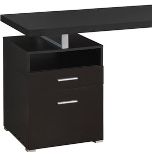 Homeroots 24" Dark Brown And Silver Computer Desk With Two Drawers Cappuccino,Silver  333383