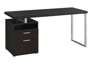 HomeRoots 24" Compact Computer Desk - Stylish Dark Brown Finish with Two Drawers for Organized Workspaces Cappuccino,Silver 333383