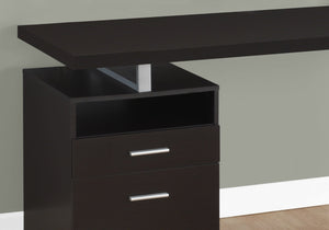 HomeRoots 24" Compact Computer Desk - Stylish Dark Brown Finish with Two Drawers for Organized Workspaces Cappuccino,Silver 333383