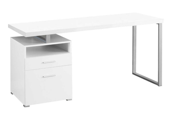 HomeRoots 24" Compact Computer Desk - Stylish Dark Brown Finish with Two Drawers for Organized Workspaces White,Silver 333384