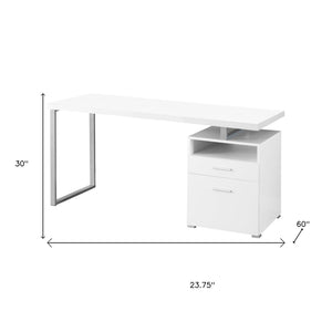 HomeRoots 24" Compact Computer Desk - Stylish Dark Brown Finish with Two Drawers for Organized Workspaces White,Silver 333384