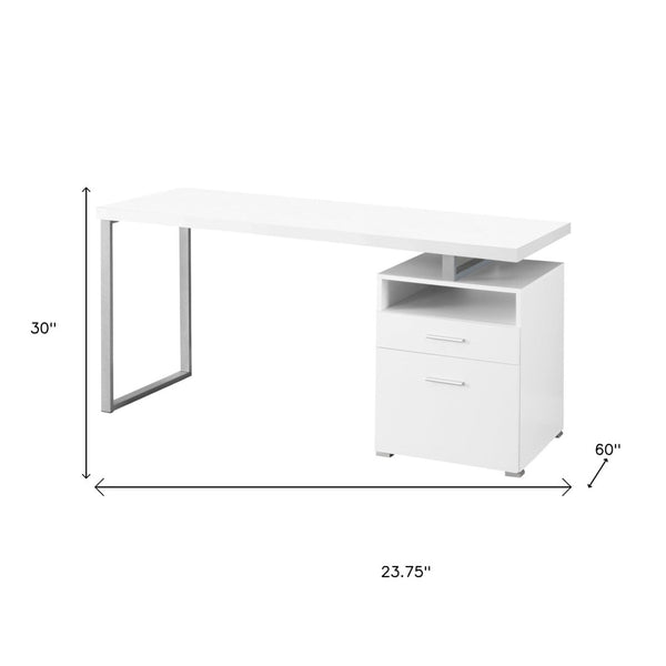 HomeRoots 24" Compact Computer Desk - Stylish Dark Brown Finish with Two Drawers for Organized Workspaces White,Silver 333384