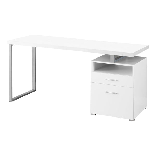 Homeroots 24" White And Silver Computer Desk With Two Drawers White,Silver  333384