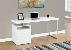 HomeRoots 24" Compact Computer Desk - Stylish Dark Brown Finish with Two Drawers for Organized Workspaces White,Silver 333384