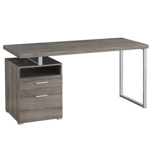 Homeroots 24" Taupe And Silver Computer Desk With Two Drawers Dark Taupe,Silver  333385