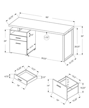 HomeRoots 24" Compact Computer Desk - Stylish Dark Brown Finish with Two Drawers for Organized Workspaces Dark Taupe,Silver 333385