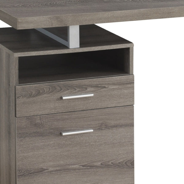 HomeRoots 24" Compact Computer Desk - Stylish Dark Brown Finish with Two Drawers for Organized Workspaces Dark Taupe,Silver 333385