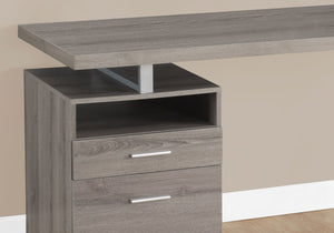HomeRoots 24" Compact Computer Desk - Stylish Dark Brown Finish with Two Drawers for Organized Workspaces Dark Taupe,Silver 333385