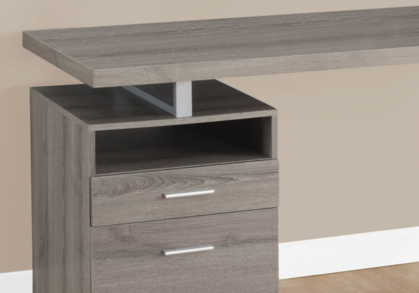 HomeRoots 24" Compact Computer Desk - Stylish Dark Brown Finish with Two Drawers for Organized Workspaces Dark Taupe,Silver 333385