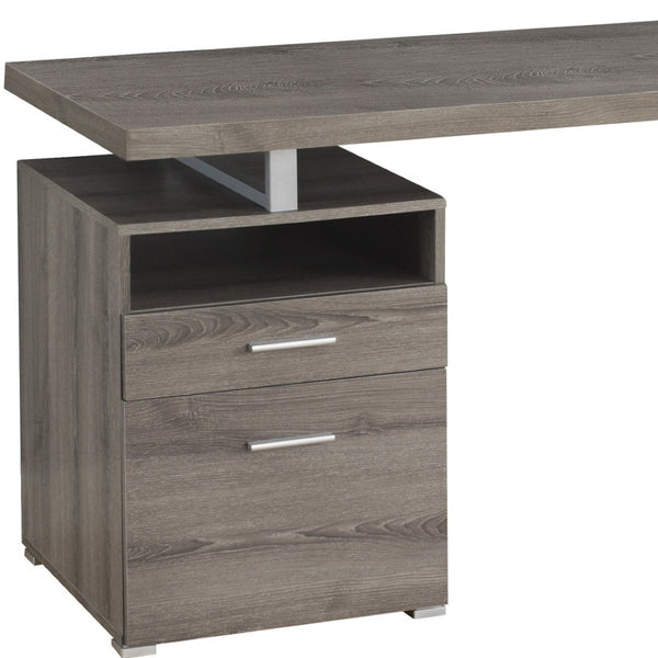 HomeRoots 24" Compact Computer Desk - Stylish Dark Brown Finish with Two Drawers for Organized Workspaces Dark Taupe,Silver 333385