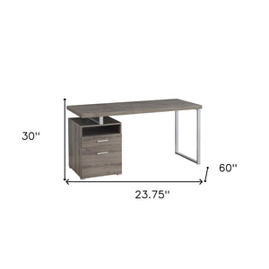 HomeRoots 24" Compact Computer Desk - Stylish Dark Brown Finish with Two Drawers for Organized Workspaces Dark Taupe,Silver 333385