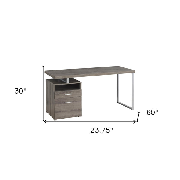 HomeRoots 24" Compact Computer Desk - Stylish Dark Brown Finish with Two Drawers for Organized Workspaces Dark Taupe,Silver 333385