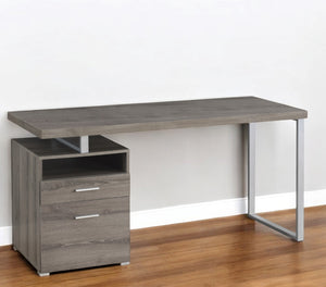 Homeroots 24" Taupe And Silver Computer Desk With Two Drawers Dark Taupe,Silver  333385
