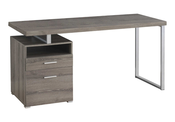 HomeRoots 24" Compact Computer Desk - Stylish Dark Brown Finish with Two Drawers for Organized Workspaces Dark Taupe,Silver 333385