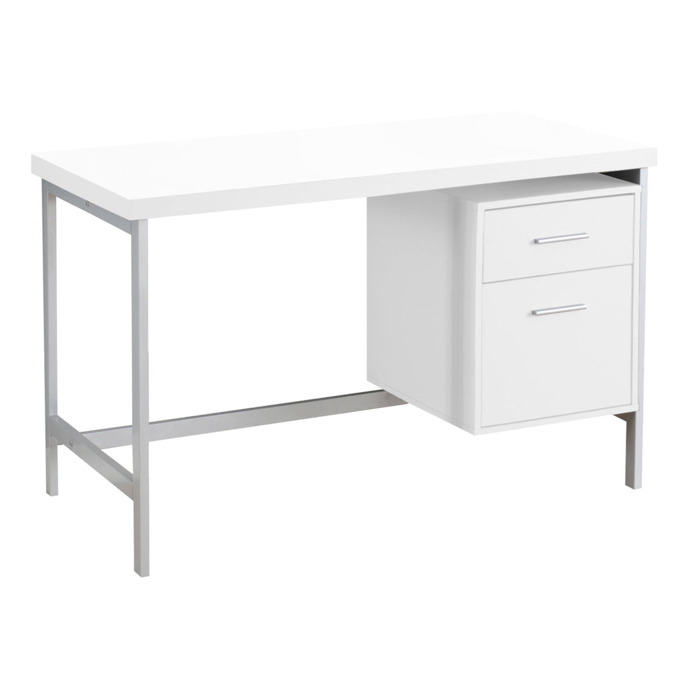 Homeroots 24" White And Silver Computer Desk With Two Drawers White,Silver  333387