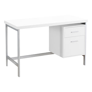 Homeroots 24" White And Silver Computer Desk With Two Drawers White,Silver  333387
