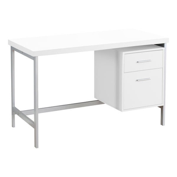 Homeroots 24" White And Silver Computer Desk With Two Drawers White,Silver  333387