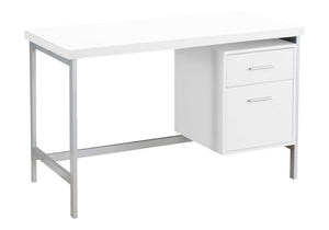 HomeRoots 24" Elegant Computer Desk with Two Drawers for Organized Workspaces - Stylish & Durable Design White,Silver 333387