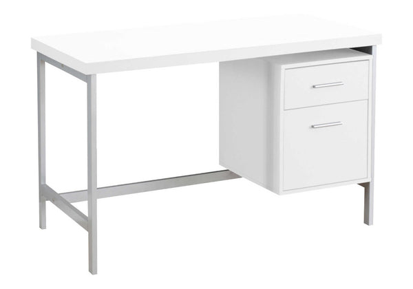 HomeRoots 24" Elegant Computer Desk with Two Drawers for Organized Workspaces - Stylish & Durable Design White,Silver 333387
