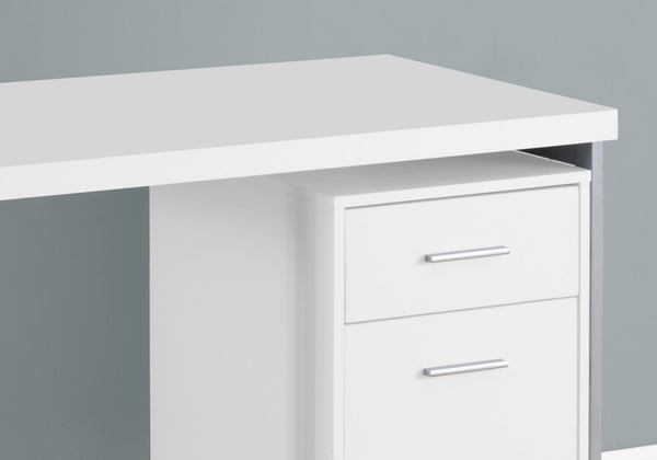 Homeroots 24" White And Silver Computer Desk With Two Drawers White,Silver  333387