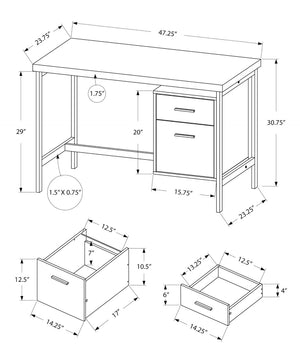 HomeRoots 24" Elegant Computer Desk with Two Drawers for Organized Workspaces - Stylish & Durable Design White,Silver 333387