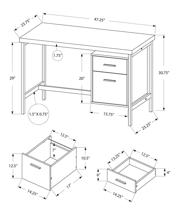 HomeRoots 24" Elegant Computer Desk with Two Drawers for Organized Workspaces - Stylish & Durable Design White,Silver 333387