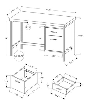 Homeroots 24" White And Silver Computer Desk With Two Drawers White,Silver  333387