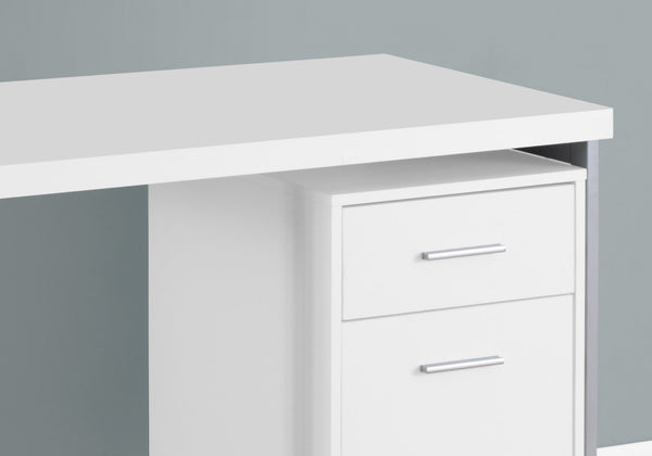 HomeRoots 24" Elegant Computer Desk with Two Drawers for Organized Workspaces - Stylish & Durable Design White,Silver 333387
