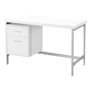 Homeroots 24" White And Silver Computer Desk With Two Drawers White,Silver  333387