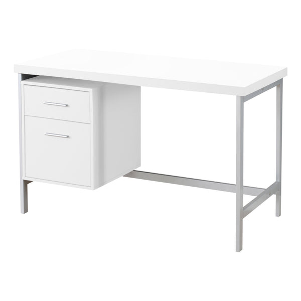 Homeroots 24" White And Silver Computer Desk With Two Drawers White,Silver  333387