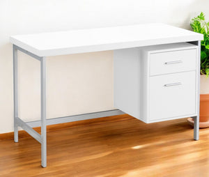 Homeroots 24" White And Silver Computer Desk With Two Drawers White,Silver  333387