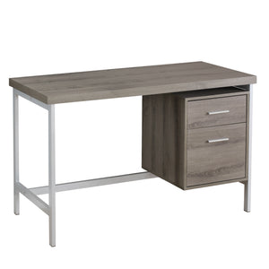 Homeroots 24" Taupe And Silver Computer Desk With Two Drawers Dark Taupe,Silver  333388