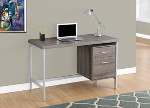 HomeRoots 24" Elegant Computer Desk with Two Drawers for Organized Workspaces - Stylish & Durable Design Dark Taupe,Silver 333388
