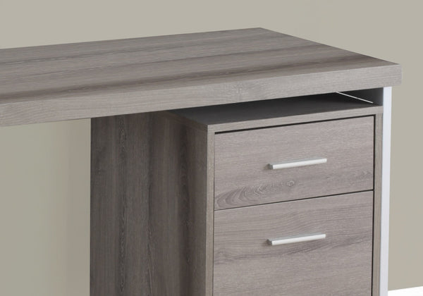 HomeRoots 24" Elegant Computer Desk with Two Drawers for Organized Workspaces - Stylish & Durable Design Dark Taupe,Silver 333388
