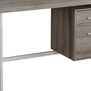 HomeRoots 24" Elegant Computer Desk with Two Drawers for Organized Workspaces - Stylish & Durable Design Dark Taupe,Silver 333388