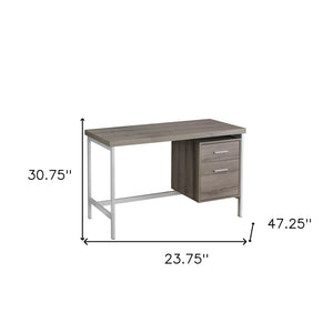 HomeRoots 24" Elegant Computer Desk with Two Drawers for Organized Workspaces - Stylish & Durable Design Dark Taupe,Silver 333388