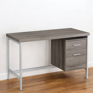 Homeroots 24" Taupe And Silver Computer Desk With Two Drawers Dark Taupe,Silver  333388