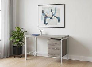 HomeRoots 24" Elegant Computer Desk with Two Drawers for Organized Workspaces - Stylish & Durable Design Dark Taupe,Silver 333388