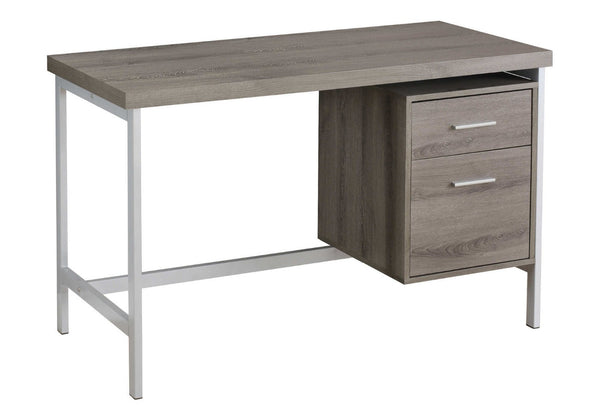 HomeRoots 24" Elegant Computer Desk with Two Drawers for Organized Workspaces - Stylish & Durable Design Dark Taupe,Silver 333388