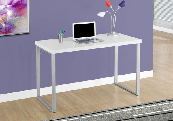 HomeRoots 24" Modern Computer Desk for Home Office - Sleek Design, Durable Construction, Easy Assembly & More! White,Silver 333390