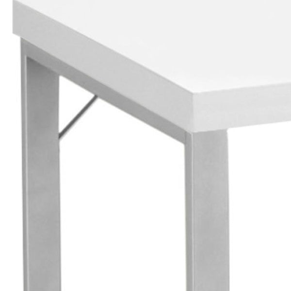 HomeRoots 24" Modern Computer Desk for Home Office - Sleek Design, Durable Construction, Easy Assembly & More! White,Silver 333390