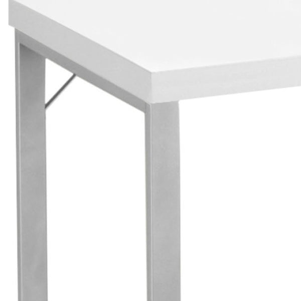 HomeRoots 24" Modern Computer Desk for Home Office - Sleek Design, Durable Construction, Easy Assembly & More! White,Silver 333390