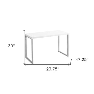 HomeRoots 24" Modern Computer Desk for Home Office - Sleek Design, Durable Construction, Easy Assembly & More! White,Silver 333390