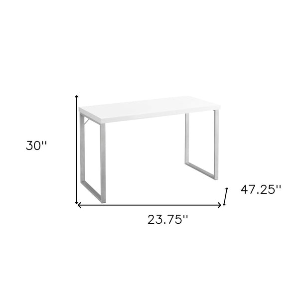 HomeRoots 24" Modern Computer Desk for Home Office - Sleek Design, Durable Construction, Easy Assembly & More! White,Silver 333390