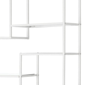HomeRoots 72" Modern Nine-Tier Etagere Bookcase - Sleek Metal and Glass Shelving for Stylish Storage Solutions White,Clear 333393