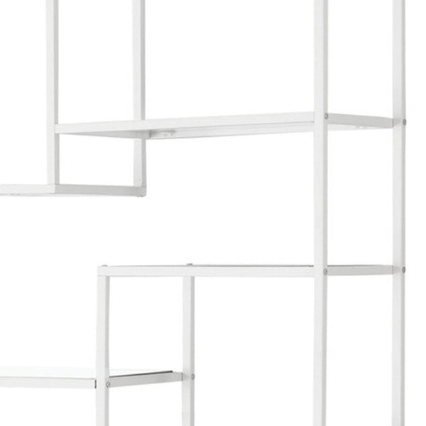 HomeRoots 72" Modern Nine-Tier Etagere Bookcase - Sleek Metal and Glass Shelving for Stylish Storage Solutions White,Clear 333393