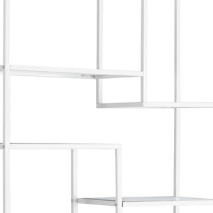 HomeRoots 72" Modern Nine-Tier Etagere Bookcase - Sleek Metal and Glass Shelving for Stylish Storage Solutions White,Clear 333393