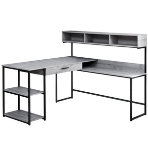 Homeroots 59" Gray And Black L Shape Computer Desk Grey,Black  333394