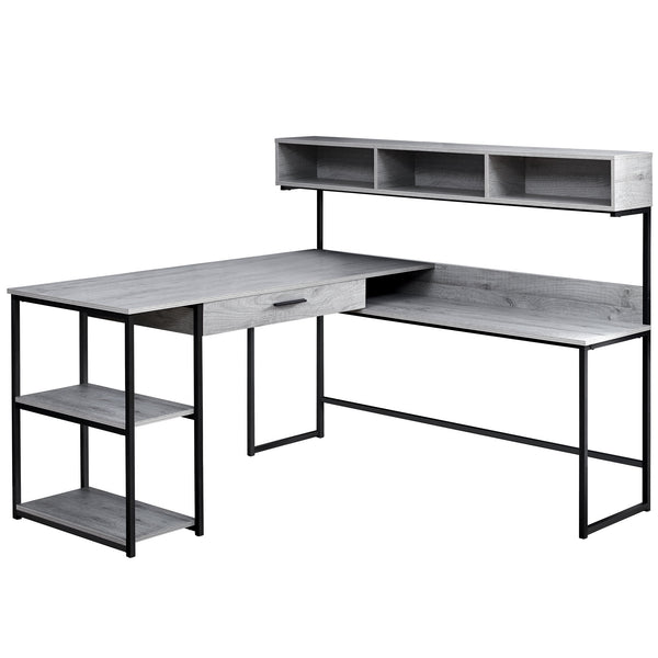Homeroots 59" Gray And Black L Shape Computer Desk Grey,Black  333394