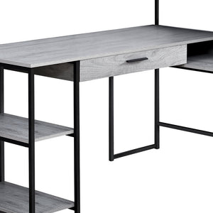 Homeroots 59" Gray And Black L Shape Computer Desk Grey,Black  333394